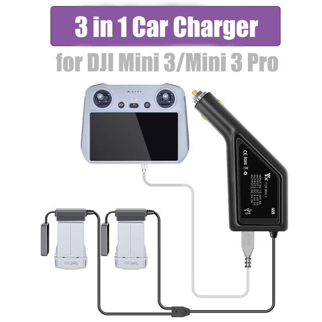 3 in 1 Auto ladegerät für Dji Mini 3/3 Pro für Dji RC Fernbedienung Batterie