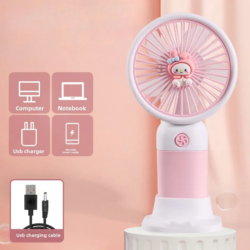 New Mini Cartoon Summer Hanging Neck To Heat Handheld Small Fan Portable Usb Charging Desktop Long Life Silent Gift 4