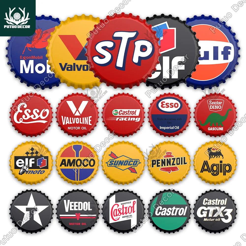 

Putuo Decor Motor Oil Bottle Cap Decor Metal Sign Tin Sign Plaque Decorative Bar Pub Garage Gas Station Man Cave Wall Decoration