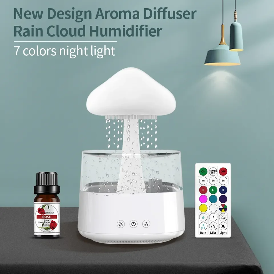 450ml Rain Cloud Air Humidifier with Remote Aromatherapy Diffusers Rain Noise Essential Oils Diffuser For Home and Decoration
