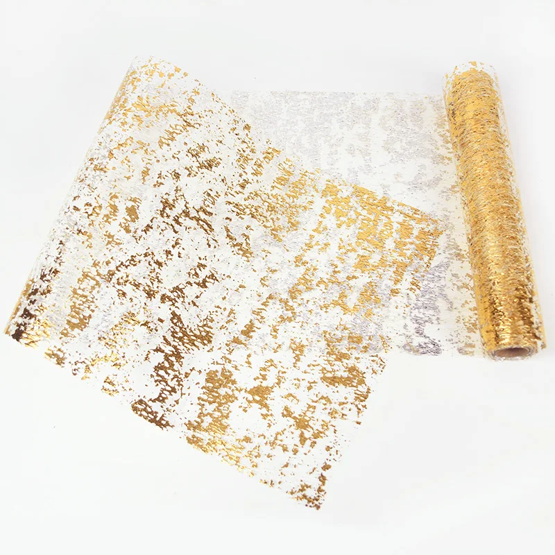

Metallic Gold Table Runner Sequin Glitter Thin Mesh Roll Tablecloth For Wedding Birthday Party Decor Christmas Table Supplies