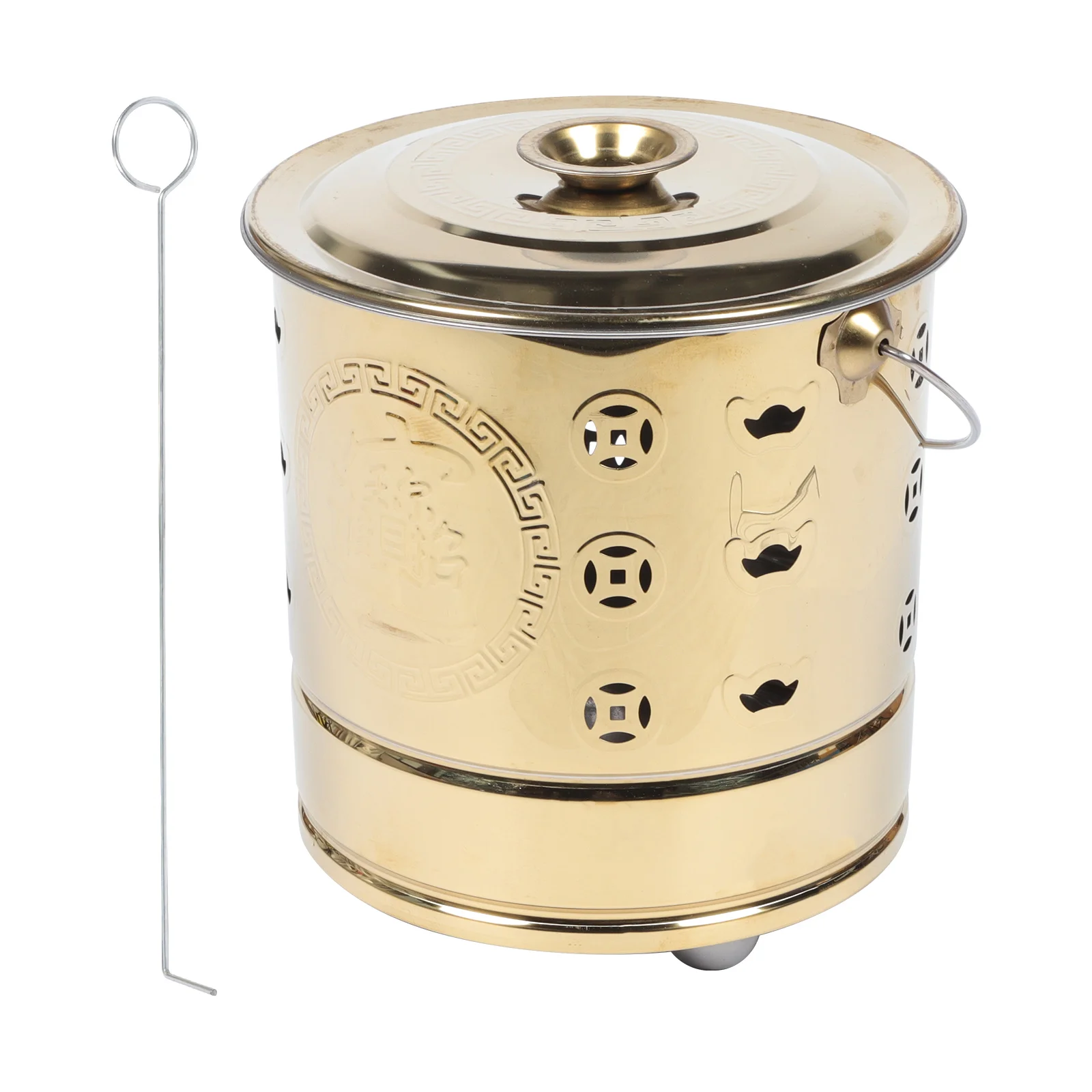 

Stainless Steel Burning Paper Bucket Worship Furnace Money Container Barrel Treasure Inviting Auspiciousness Incinerator
