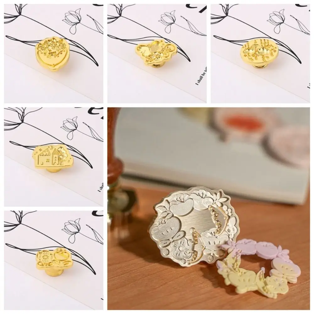 헤드 로즈 엠보싱 씰링 왁스 스탬프 DIY 도구 꽃 빈티지 사쿠라 왁스 씰 스탬프 잎사귀 앤틱 메탈