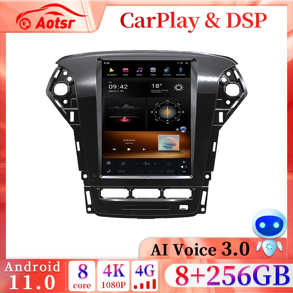 

For Ford Mondeo MK4 2011-2013 Android 11.0 Qualcomm Tesla Carplay GPS Navi Car Multimedia Radio Tape Recorder Player Head Unit