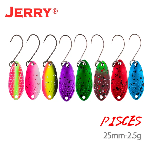 Jerry 8 Uds 2,5g Micro cucharas de trucha Kit de Señuelos de Pesca de Metal  conjunto adornos brillos Spinner Pesca cebo Artificial - AliExpress