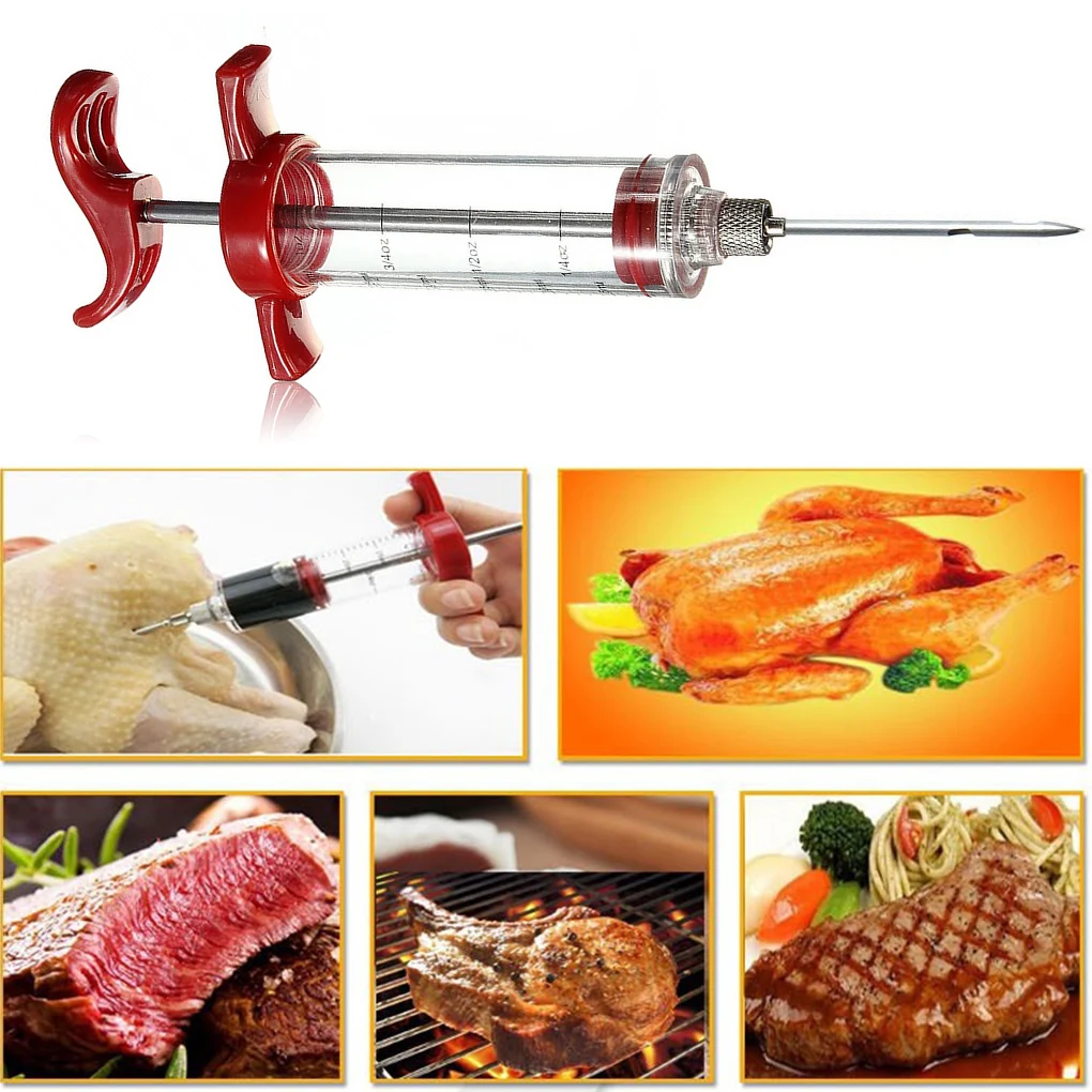 Chicken Cooking Kit with Replacement Needles Meat Marinade Flavoring Supplies Enhancer Tools Kitchen Accessories