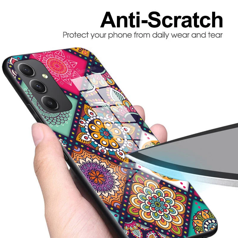 Retro Hand-Painted Glass Phone Case - Anti-Vibration Hard Protective Cover