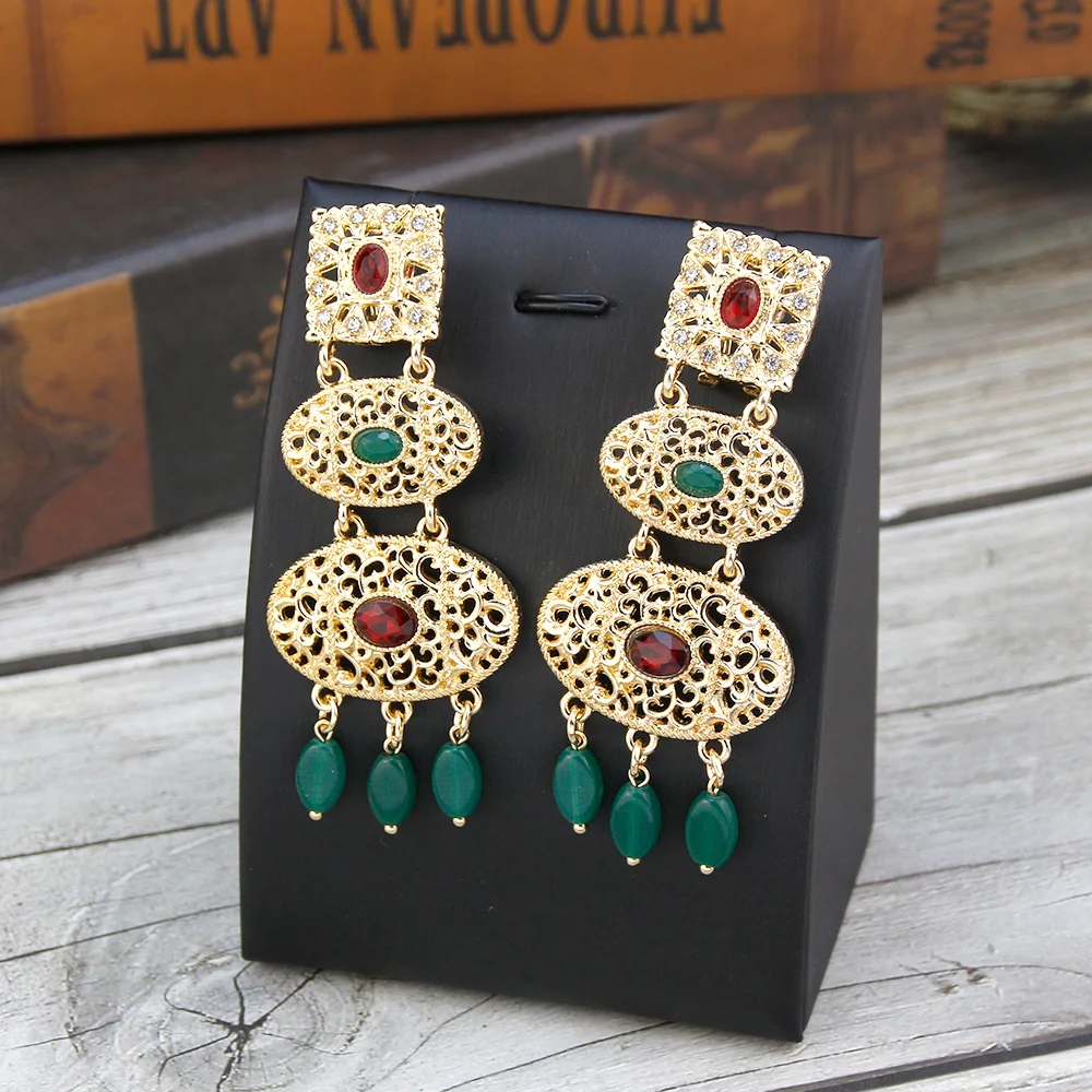 Orecchini Boho Lunghi Con Perle E Strass - A Goccia Vintage Con Catena Di Cristallo E Sfera Perline - Oro