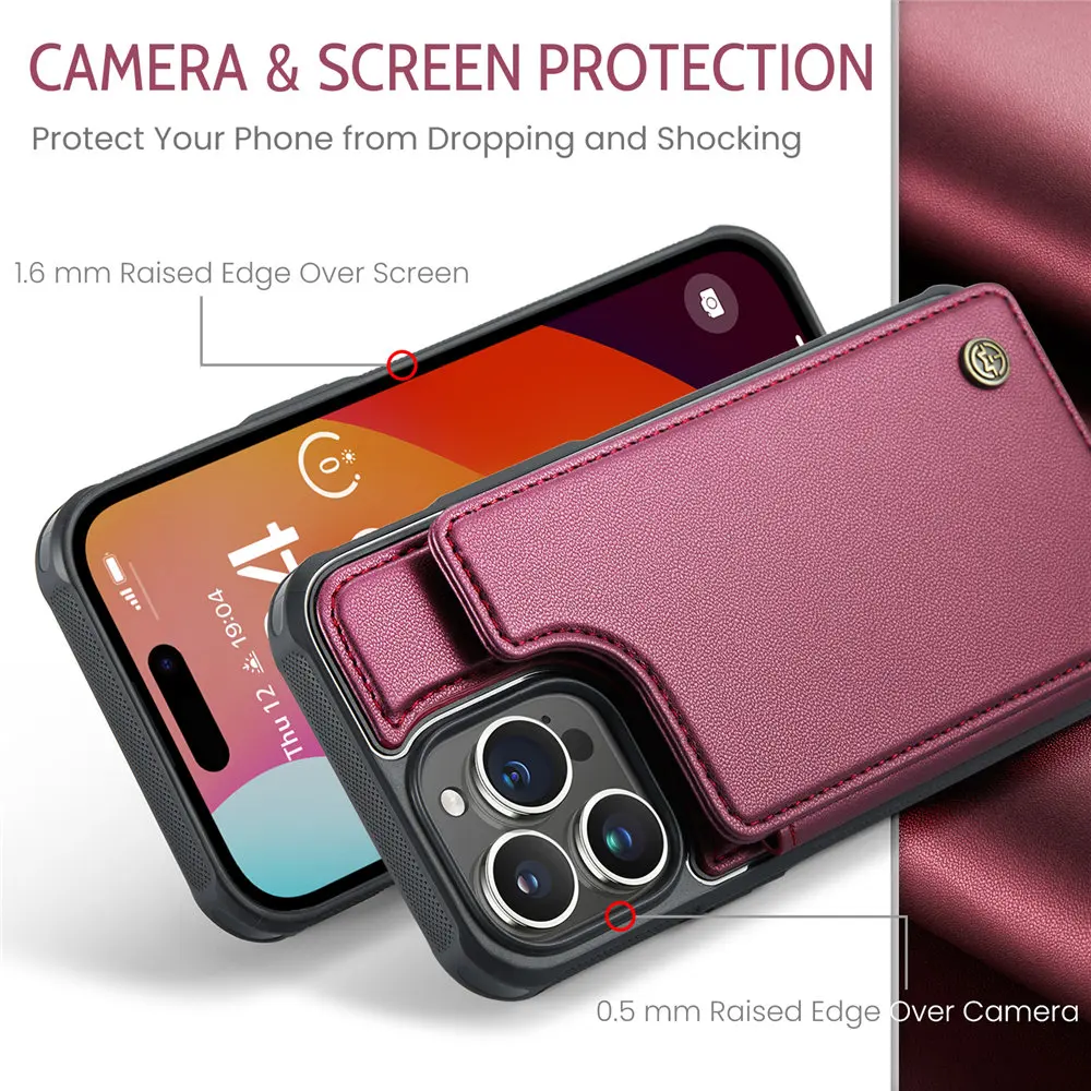 Premium Flip Leather Wallet Phone Case with Credit Card Holder and Shockproof Protection