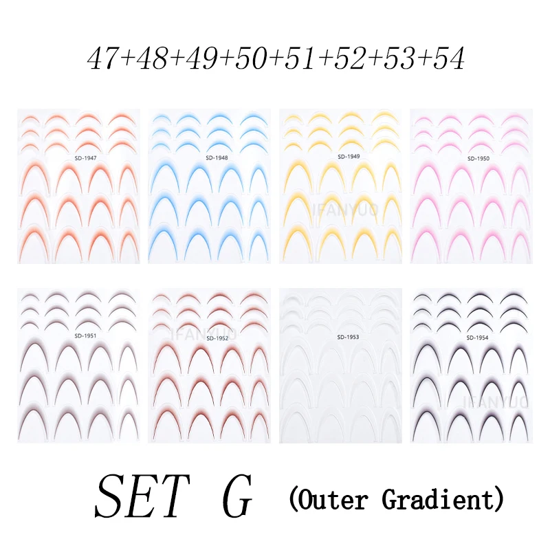 Gradient French Line Manicure Nail Art Stickers - Self-Adhesive Decals
