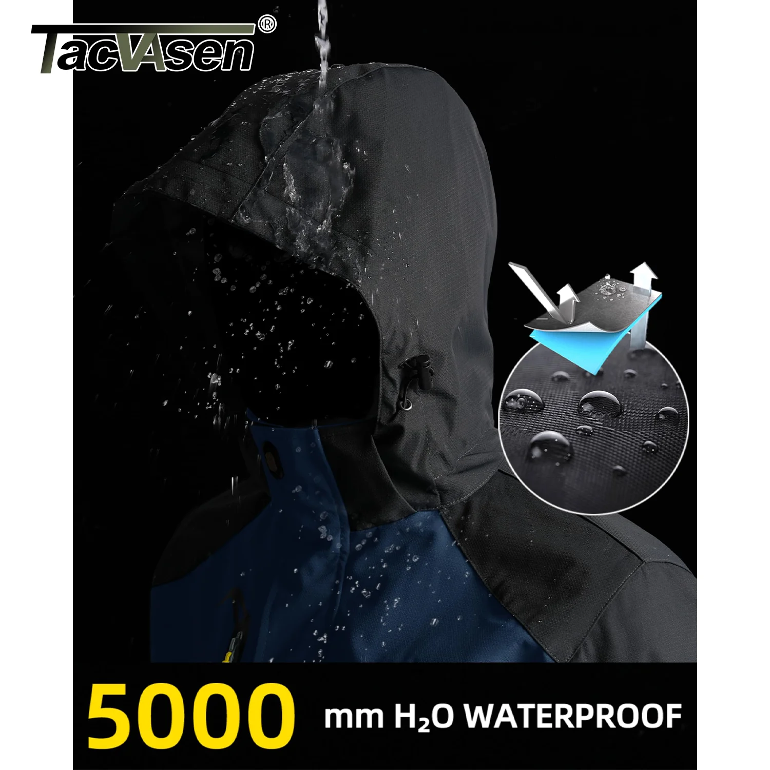 TACVASEN Men's Lightweight Waterproof Outdoor Jacket with Breathable Mesh Lining