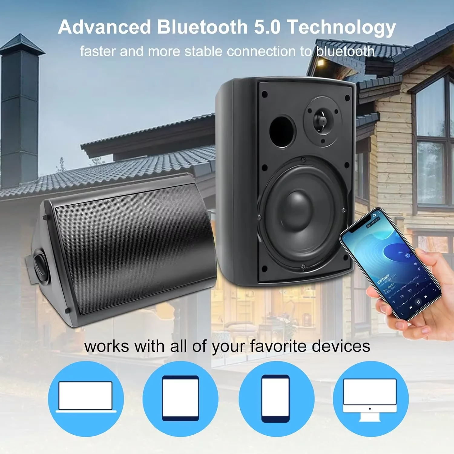 Herdio 6.5 ''2 قطعة مكبرات صوت بخاصية البلوتوث داخ...