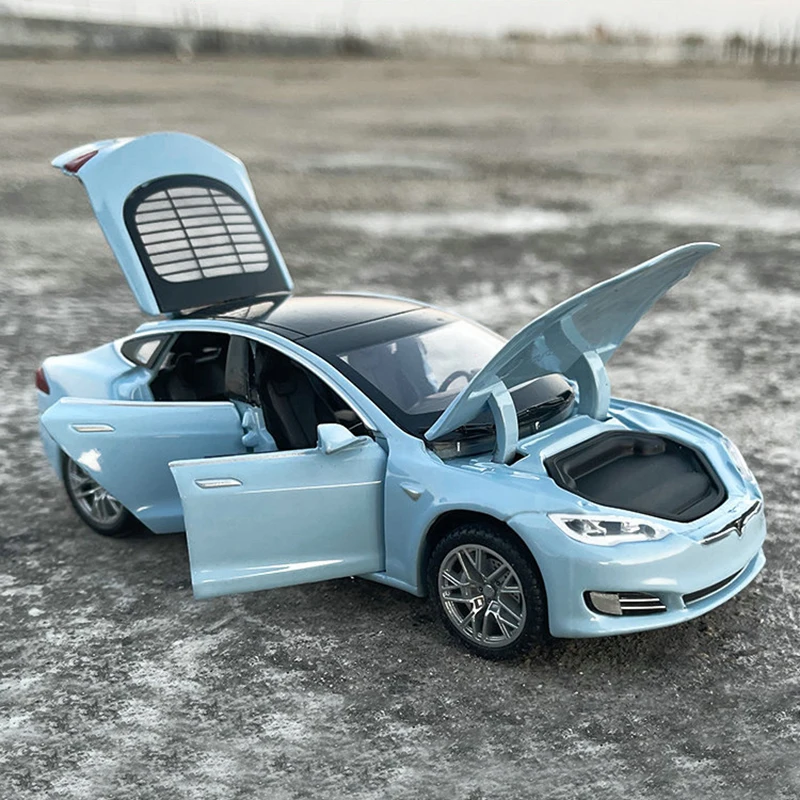 1/32 Tesla Model S Alloy Car Model Vehicles Miniature Car Simulation Sound Light Pull Back Kids Boys Birthday Gift Children Toy