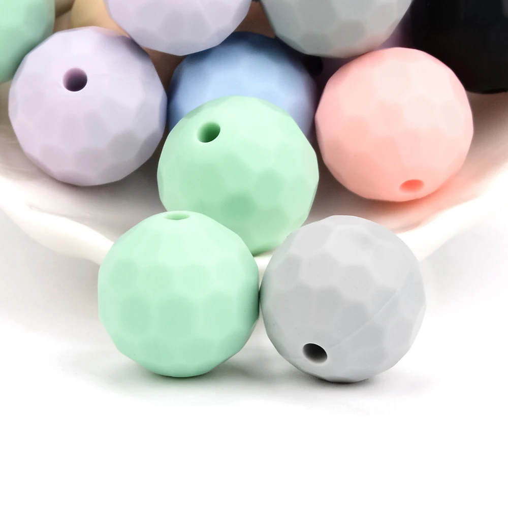 Lofca 40 Stück 12/15 mm Silikonperlen, Polyeder, Bpa-frei, für Schmuckherstellung, DIY, Schlüsselanhänger, Halskette, Schmuckzubehör – Detail 18