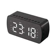 

Desktop FM Radio Gift Home USB Rechargeable Mirror Led Speaker Alarm Clock HIFI Mini Portable Multifunctional Wireless