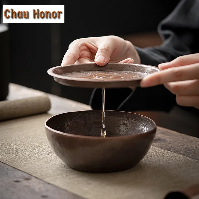 420ml Japanese Style Red Copper Jianshui Dry Bubble Tray Manual Pot Washing Storage Pot Pad Household Kung Fu Tea Set Ceremony