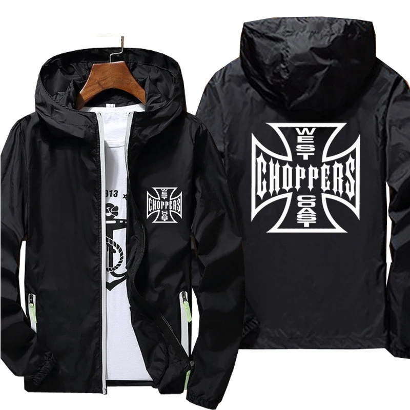 Mens West Coast Choppers Windbreaker Zipper Sports Pilot Thin Reflective Sunscreen Skin Ultra Light Jacket Coat Plus Size 7XL