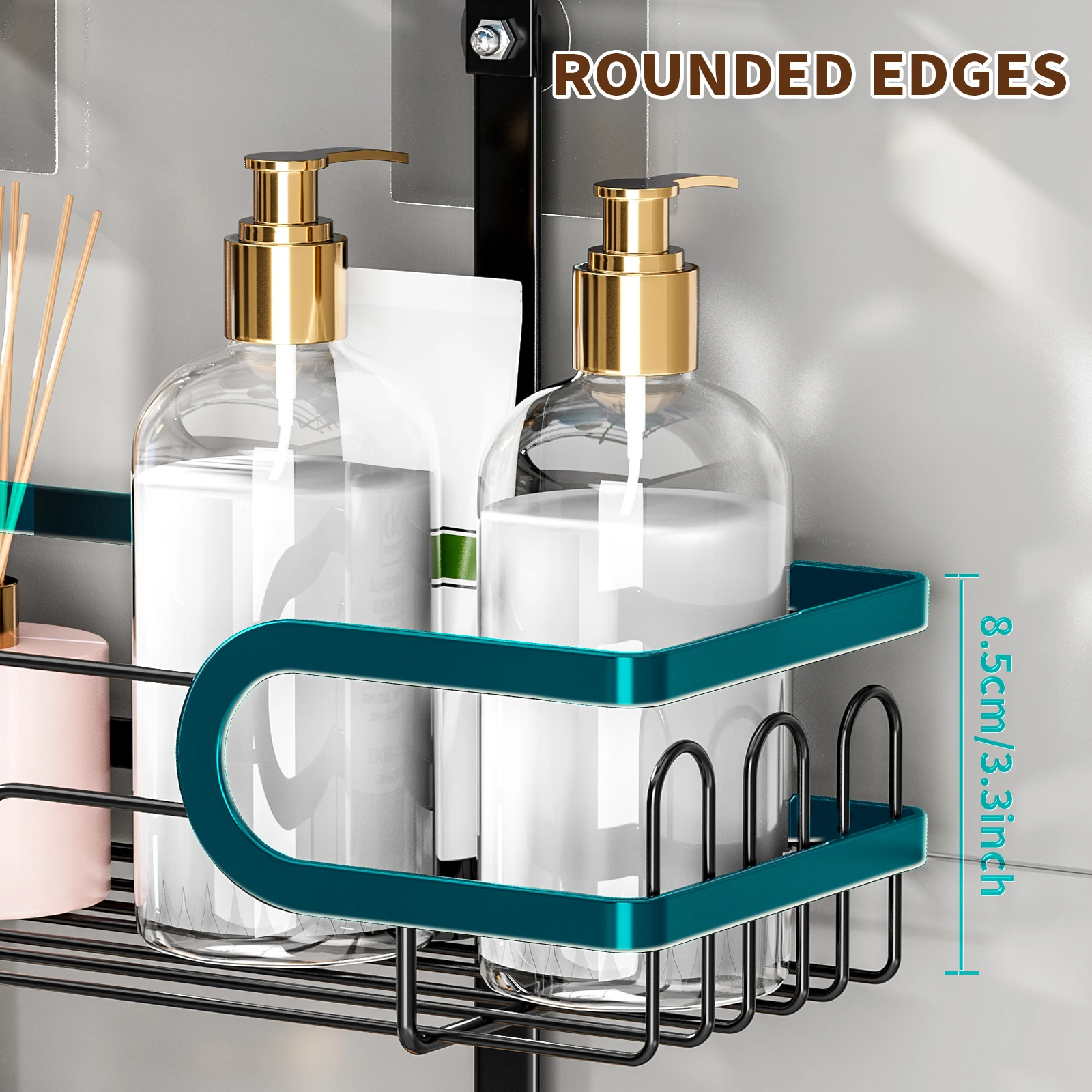 Bathroom Shower Head Hanging Rack Shower Storage Holder 4 hooks Metal Iron Rustproof Punch Free for shower caddy basket