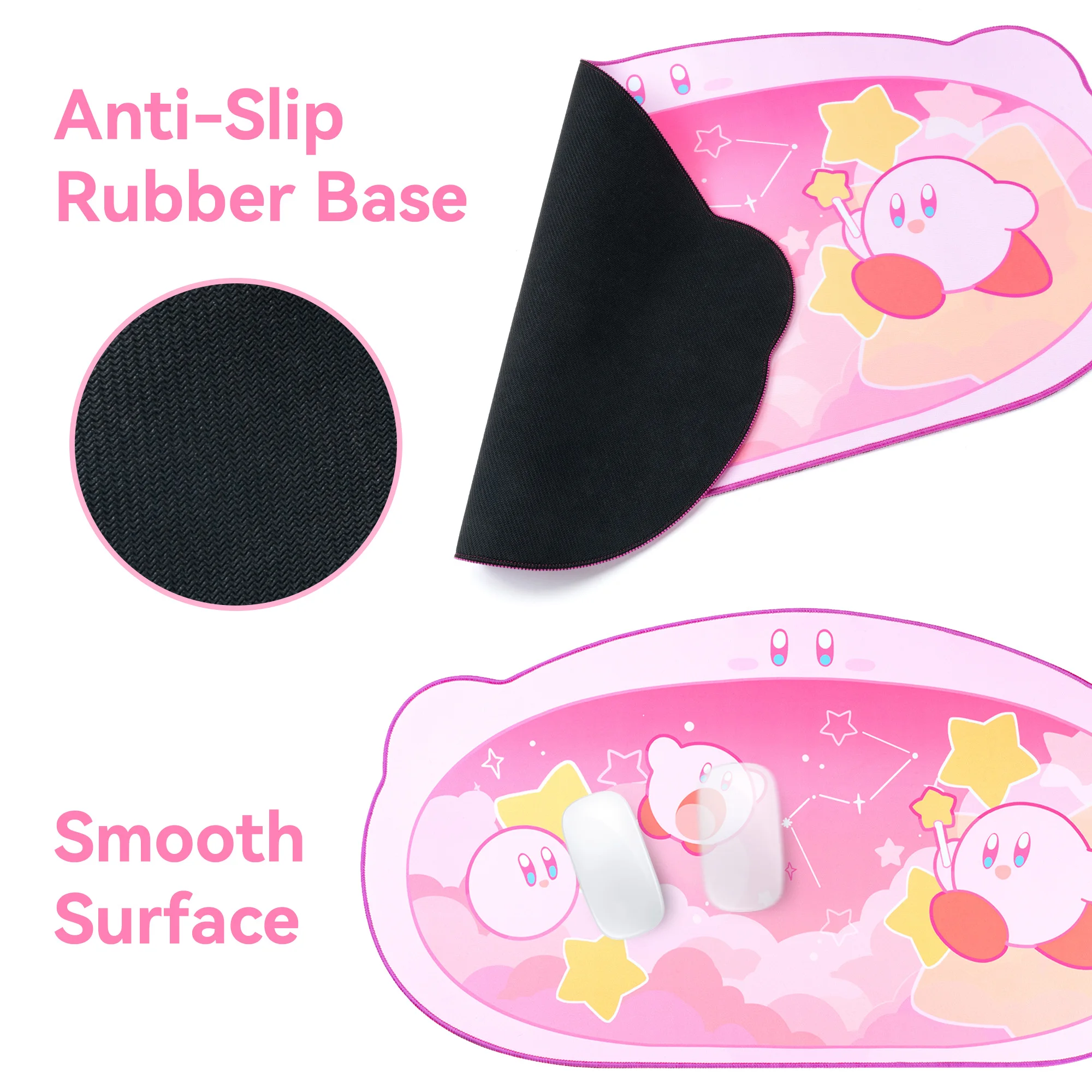 Yocore-kawaii Anti-deslizamento à Prova d Água Mouse Pad Esteira de Mesa Esteira de Mesa de Escritório Jornada Estrela Rosa Tamanho Grande 75x40cm - Imagem 6