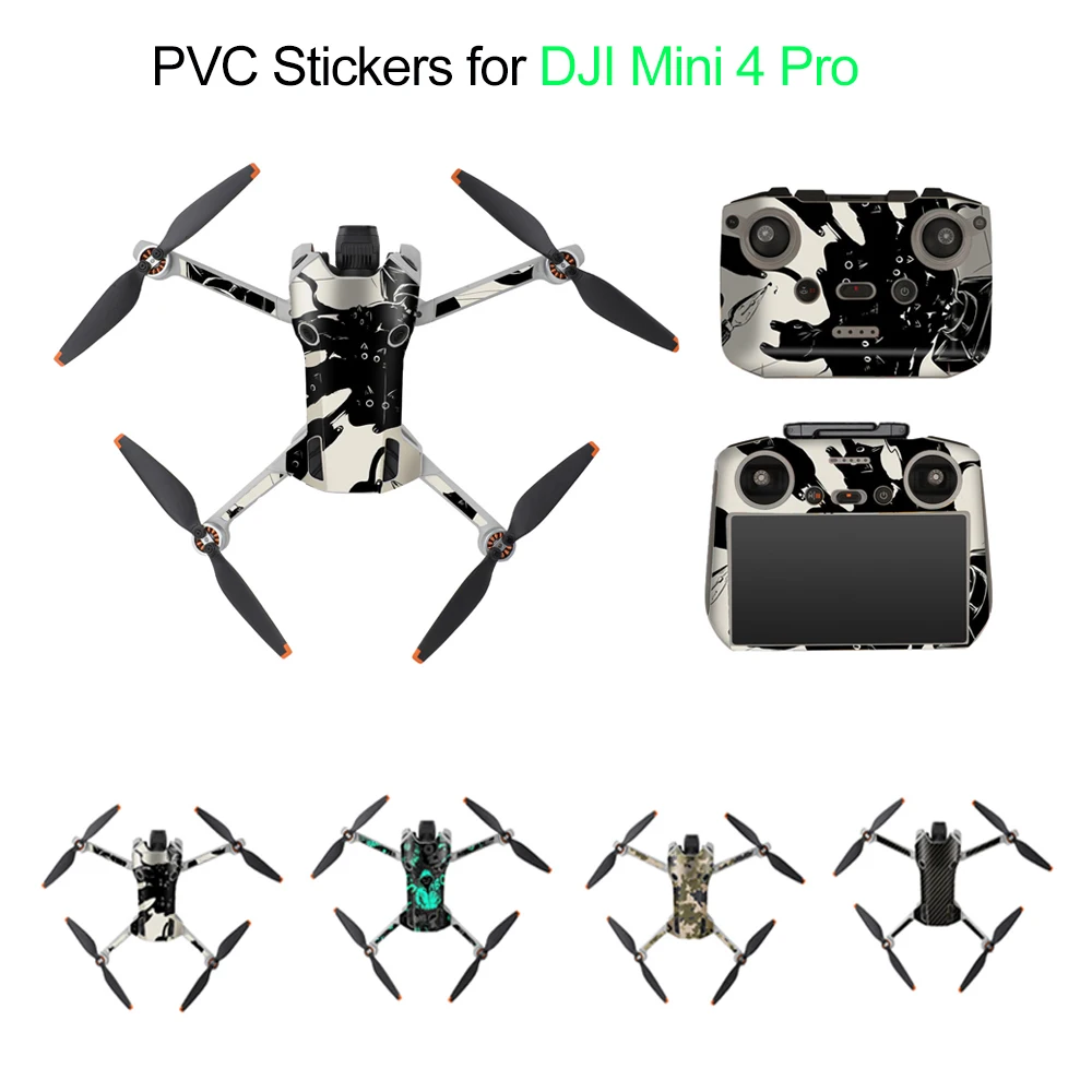 Drone Accessories Camera Sticker PVC Sticker Drone Decals for DJI Mini 4 Pro Stickers Protective Film Waterproof RC 2 Remote Cover Skin Mini 4 Pro Accessories