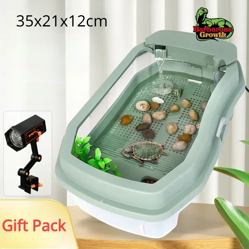 

Reptile Feed Container Plastic Turtle Fish House With Swim Bask Habitat Tank Change Water Breed Easy To Areas Detachable