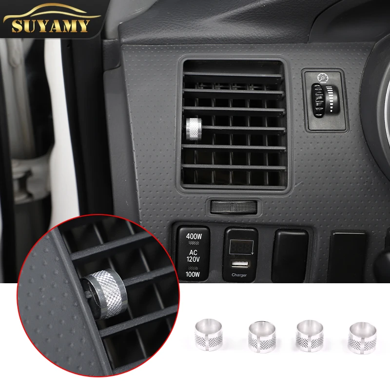 

4Pcs Car Air Vent Outlet Button Adjuster Decorative Ring Cover Interior Decor Sticker For Toyota Tacoma 2011-2015 Accessories