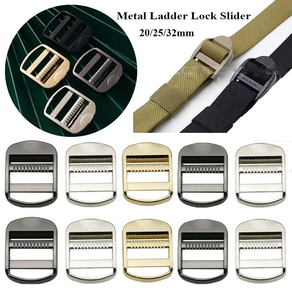 Carabiner belt clip 5pcs 3 Colors Metal Ladder Lock 20/25/32mm Metal Belt Buckles Slider Adjust Buckles DIY Tactical Backpack Straps