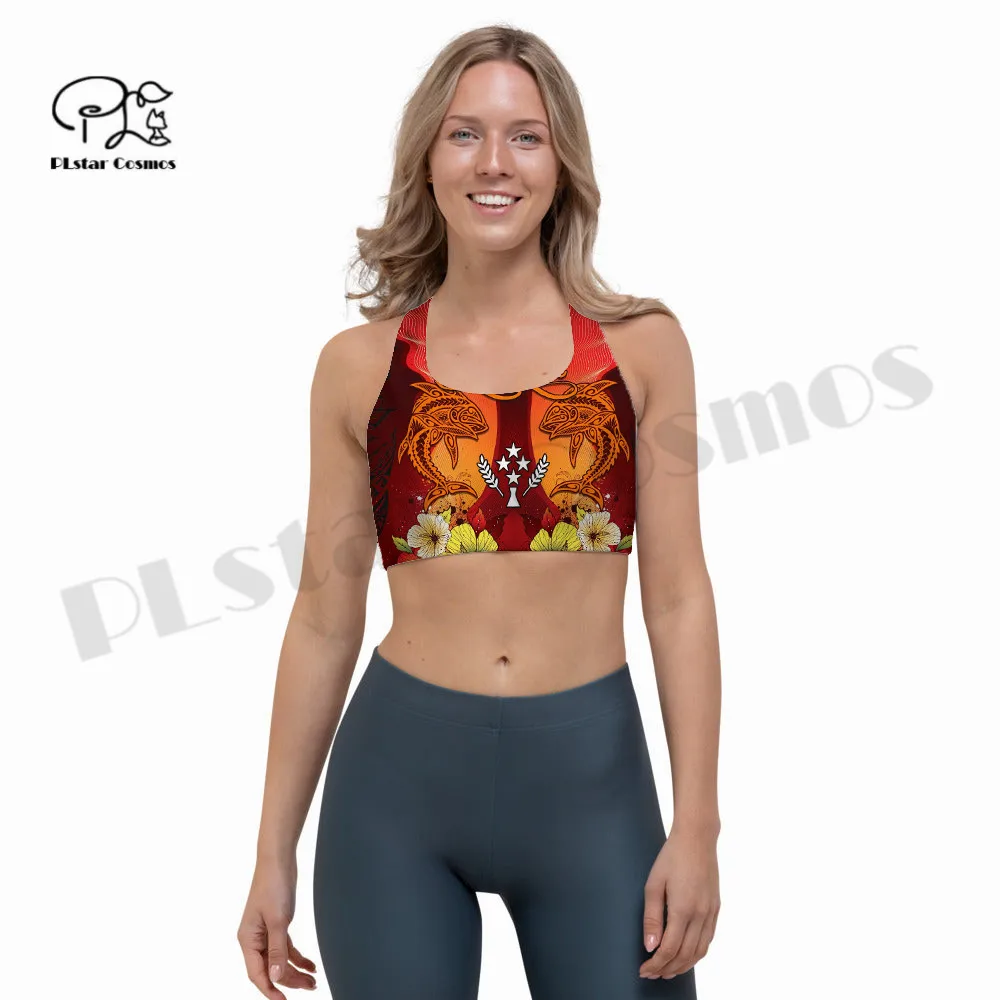 PLstar Cosmos Newest 3DPrint Kosrae Tattoo Polynesia Yoga Sport Bra Cup Fitness Gym Cozy Unique Women'Vest Running Hot Top Q-1
