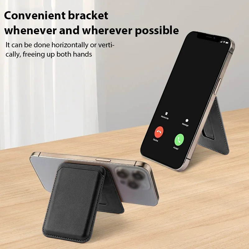 2-in-1 Multi-Function Magnetic Card Case Phone Stand for Apple iPhone 16, 15, 14, 13, 12 MagSafe Magnetic Card Holder