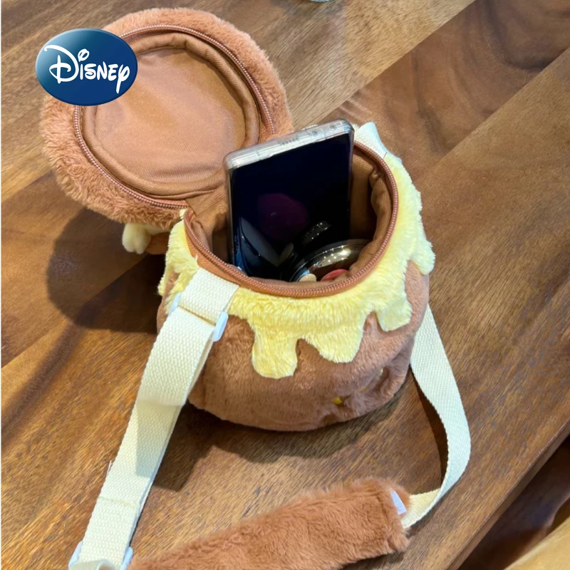 Disney Pooh Bear New Mini Crossbody Bag Cartoon Cute Plush Women's Bag Fashion Girl One Shoulder Crossbody Bag High Quality