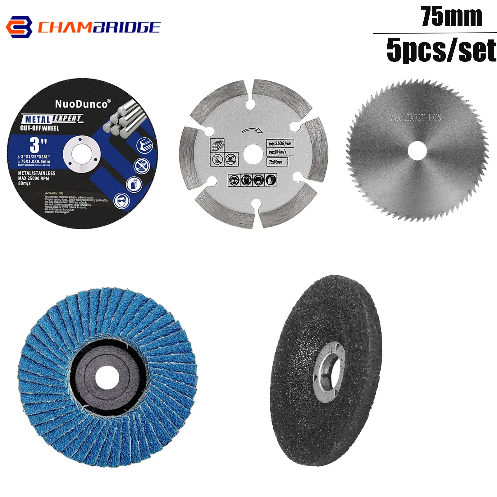 5pcs75mm Cutting Disc Stone Cutting Wheel Mini Saw Blade Angle Grinder Grinding Wheel for Metal Wood Stone Iron Plastic Cutting Blade Saw Blade Grinding Wheel