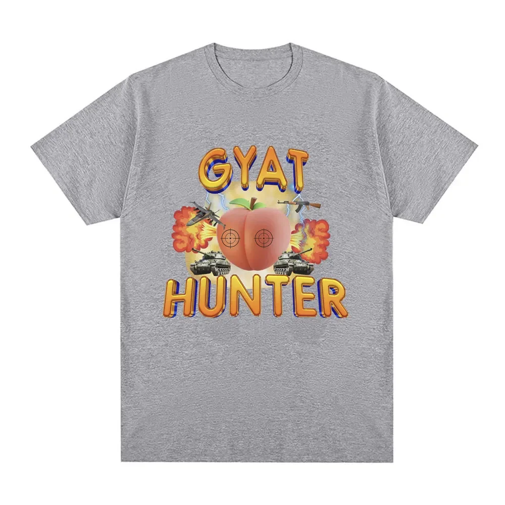 Gyat Hunter Funny Meme T-shirt Women's Fashion Retro Short sleeved T-shirt Casual Loose Large T-shirt Street Clothing 5