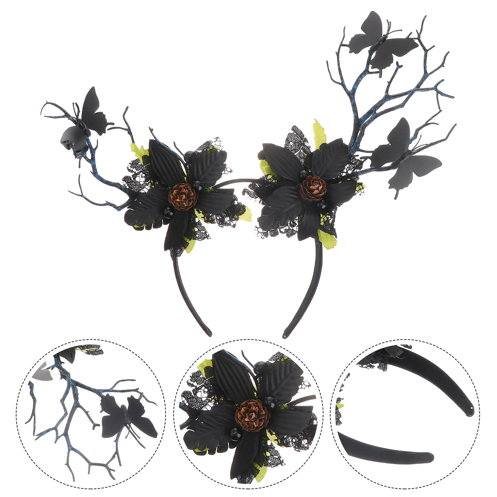 

Deer Antler Flower Crown Headbands Vintage Butterflies Branch Elk Horn Headband Hairband Deer Antlers Headpiece Photo Props for