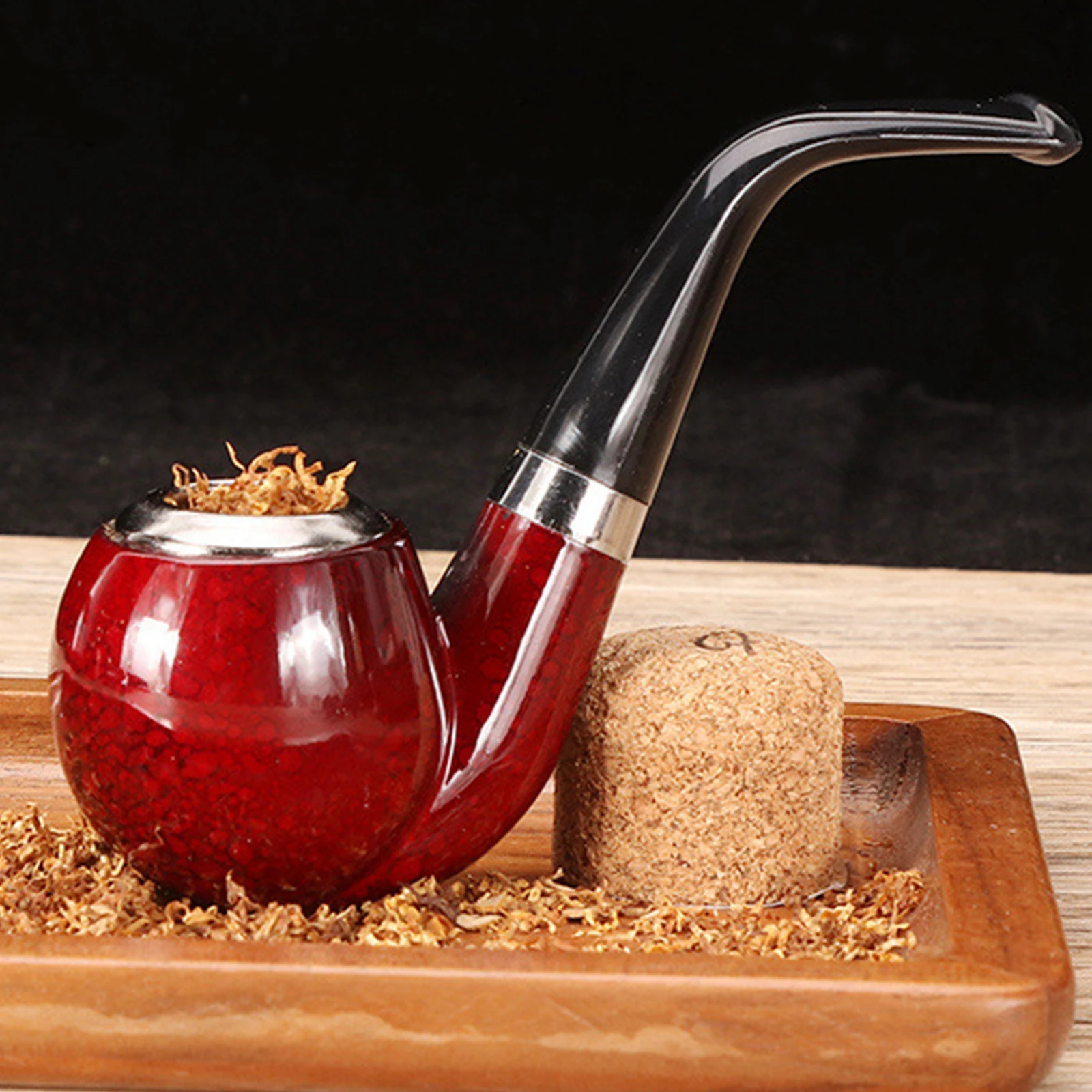 1pc Short Handle Resin Wooden Curved Pipe for Tobacco Smoking tobacco pipe tobacco smoking accessories