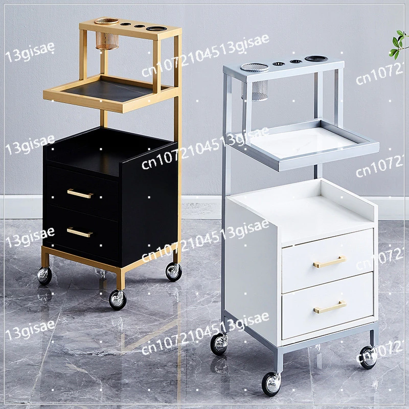 

Modern Iron Salon Handcart Barber Shop Wheeled Auxiliary Cart Storage Multi functional Beauty Salon Furniture