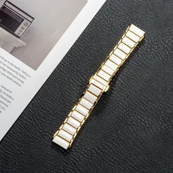 Premium Ceramic Metal Watch Strap - Elegant 18mm Replaceable Wristband for Watch GT5Pro 42mm (Gold)
