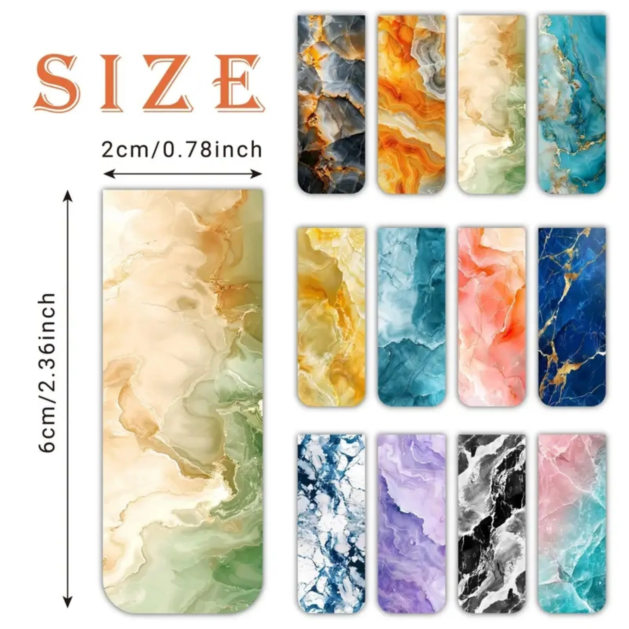 Assorted Marble Design Magnetic Bookmarks Bookmark Page Holder 12pcs Durable Page Markers Readers Students Teachers Office Use