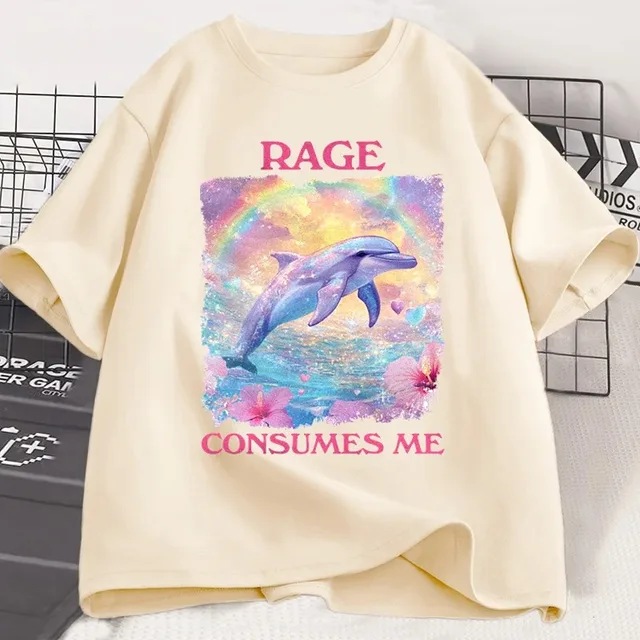 Funny Rage Consumes Me T-shirt Short Sleeve Meme T Shirt Weird Silly Dolphin Vintage Tshirt Trending Women Designer Clothes 1