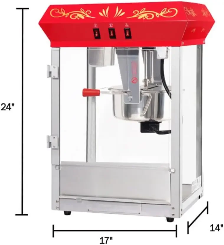 Northern Popcorn Company 83-DT5634 8oz Popper with Stainless-Steel Kettle, Reject Kernel Tray, Warming Light and Accessories, 8 6