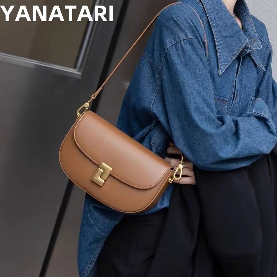 

YANATARI Genuine leather shoulder bag woman minimalist crossbody bag cowhide female luxury bag Dumpling bag