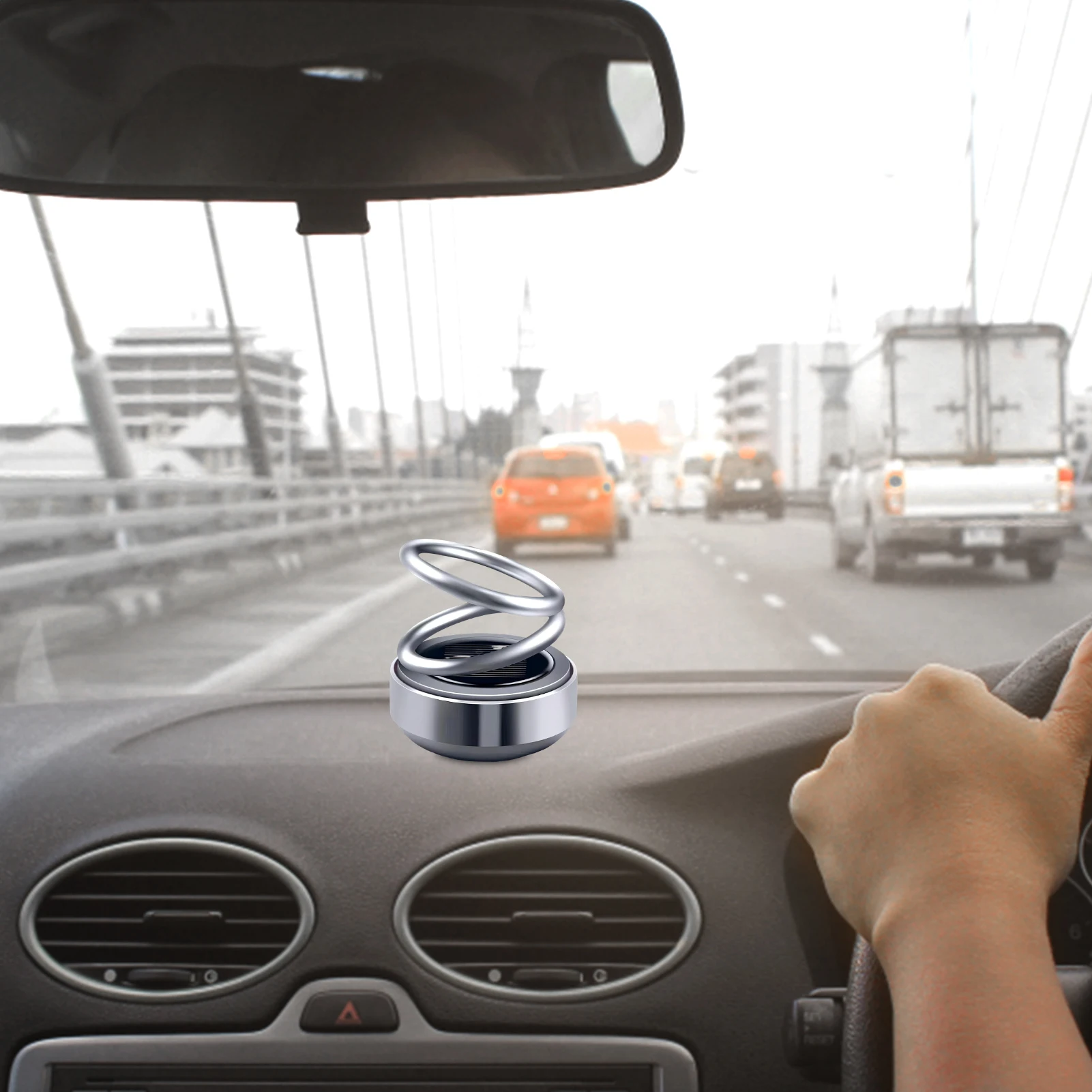 Car Aromatherapy Auto Solar Energy Rotating Air Fresher Double Ring Interior Decoration Accessories Diffuser For Car And Home