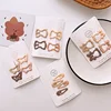 4PCS/lot Baby Solid Hair Clips Star Rabbits Bear Hairpins for Girls Children Milk Tea Color Geometric Pins Cute Hair Accessories 4