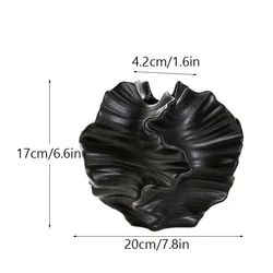 Ceramic Coral Vase - Nordic Art Beige Matte Container for Decorative Flowers and Pampas Grass (Black large)