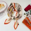 70cm Small Shawl Wraps Fashion Vintage Pleated Silk Neck Scarf Crinkle Square Silky Neck Scarves Peony Flower Print Hair Scarf 5