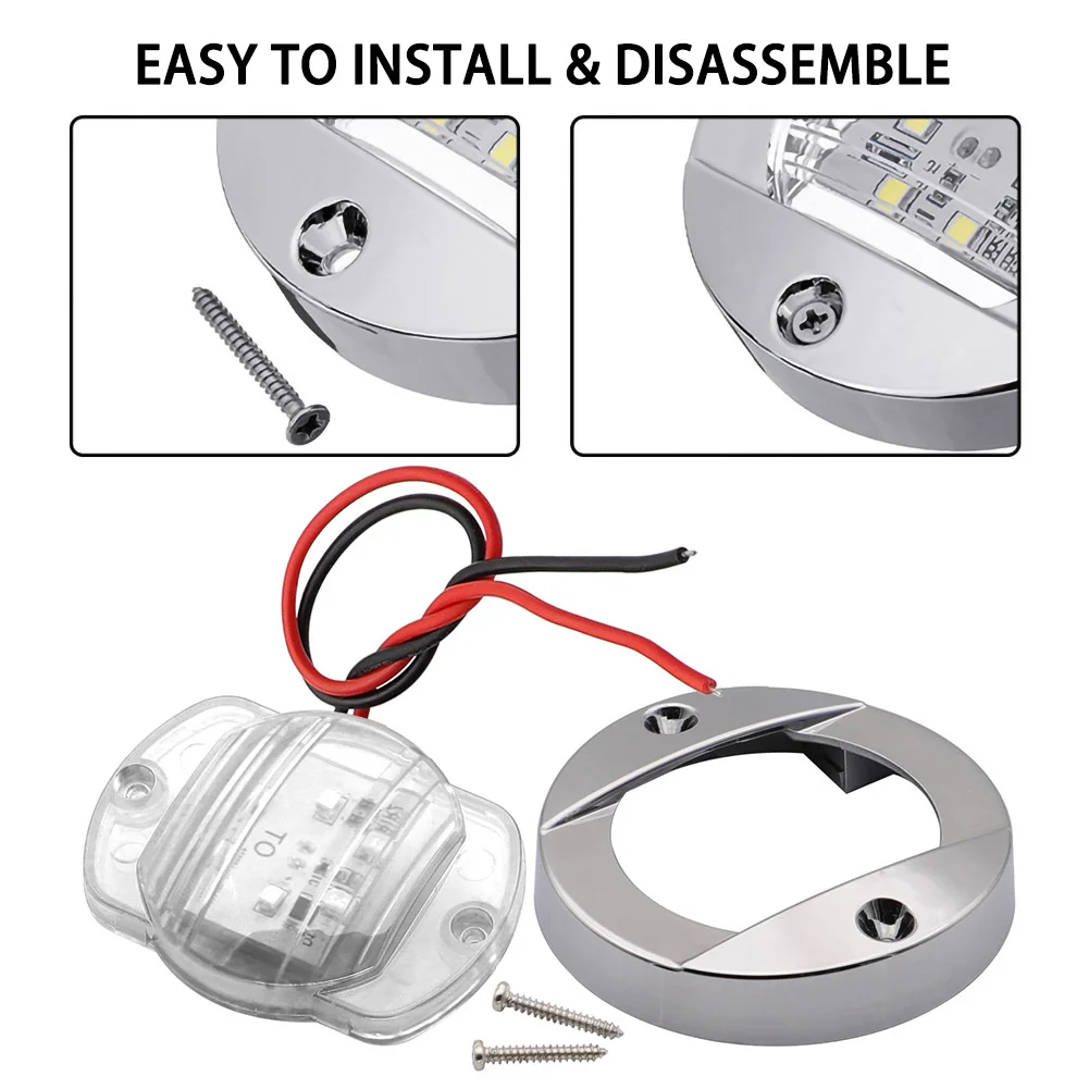 

1PC White Round Marine Boat LED Stern Light Cabin Deck Courtesy Light Waterproof Blue Round Yacht Ambient Lights