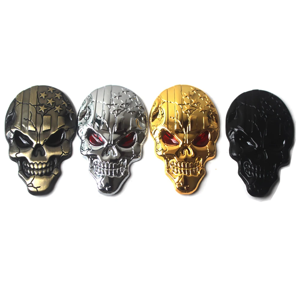 

Motorcycle Auto Car Universal 3D Metal Emblem Badge Sticker Skull Decals Frame Body Decoration Sticker Decal