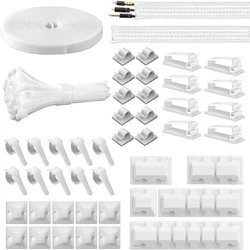 Premium 146 - Piece Cable Organizer Set - Silicone Wire Holders & Adhesive Clips (146PCS White)
