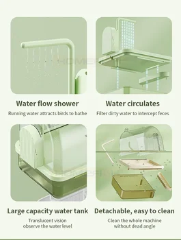 Clear Hanging Bird Bath Automatic Water Circulation Bath Shower For Bird Easy to clean Space Saving Design Bird Cage Accessory - Image 4