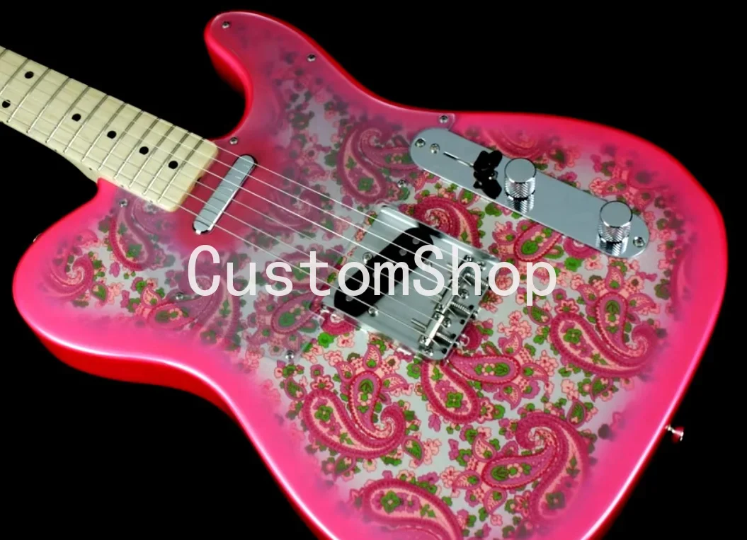 

Custom Classic 69 Pink Paisley Electric Guitar Maple Neck & Fingerboard, Black Dot Inlay, Chrome Three Saddles Bridge,