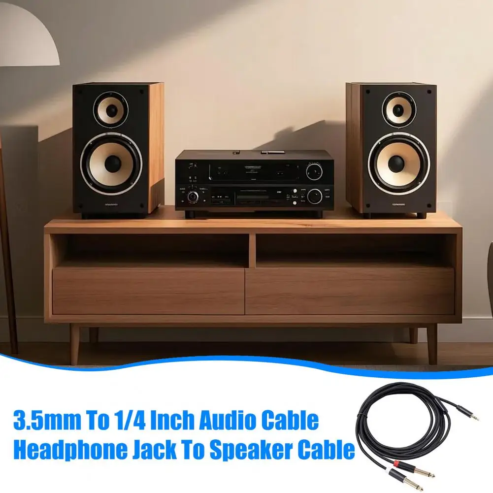 3.5mm에서 1/4인치 오디오 케이블 3.5mm에서 듀얼 6.35mm 스테레오 스플리터 케이블 앰프 연결 오디오 코드 PC 노트북 믹서 스피커